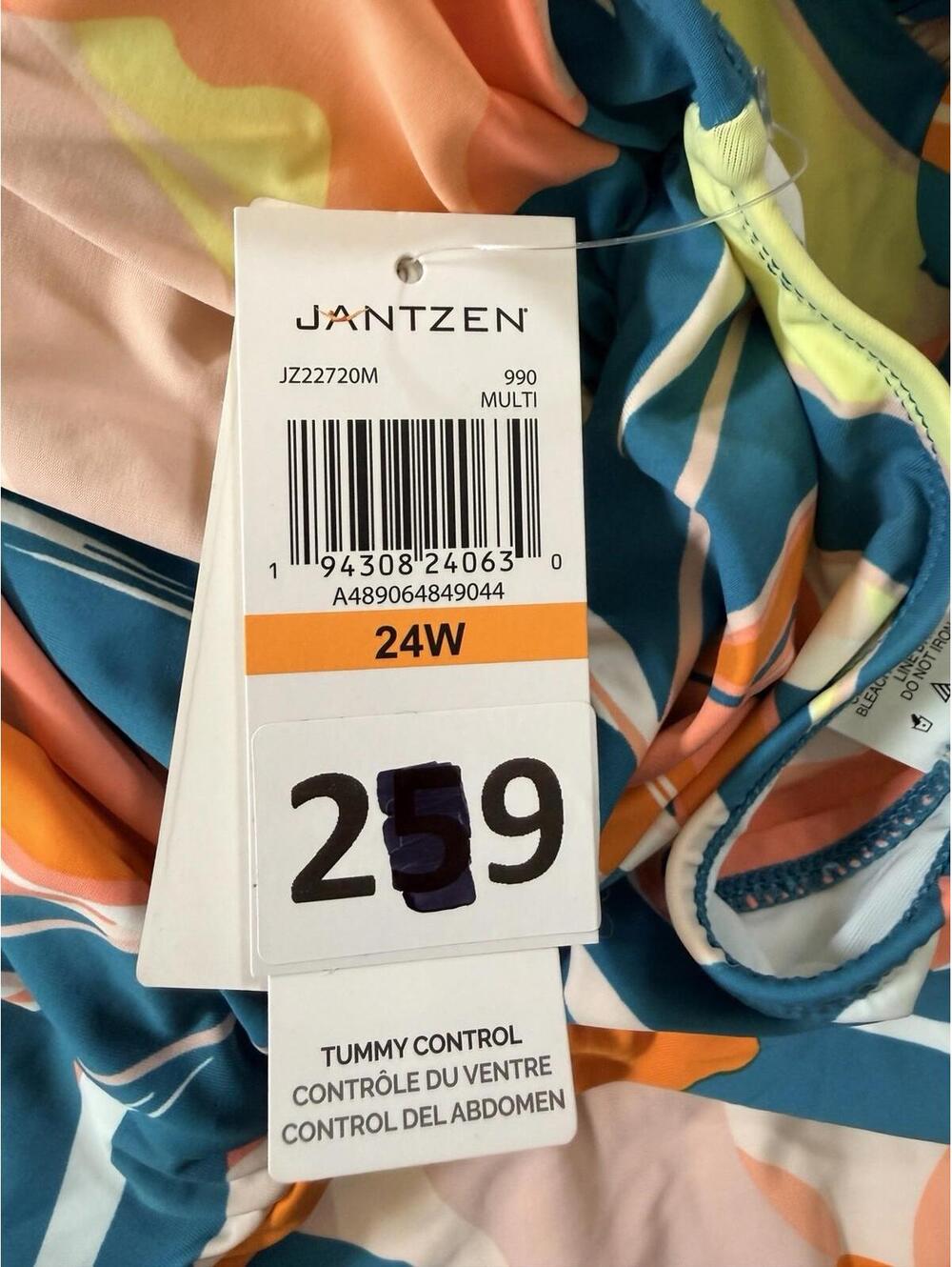 Jantzen One Piece Swimsuit Paradise Palms Tropical Floral Size 24W - Picture 7 of 9